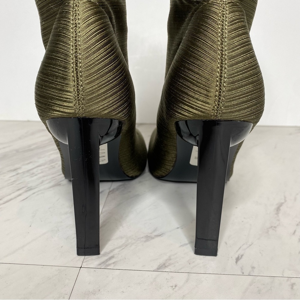 New! Topshop Tia Green Square Toe Heeled Sock Bootie 8 - Picture 4 of 14